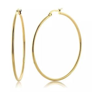 NEW Gold Tone 2.75” Large Round Hoop Earrings